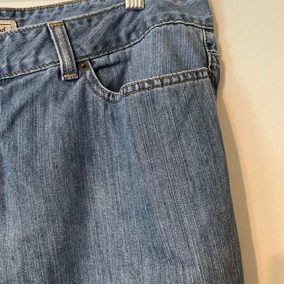 LL Bean Cropped Wide Leg 5 Pocket Pima Cotton Blend Jeans Size 16 Regular - Picture 5 of 10